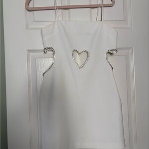 Nasty Gal Cream Dress with Heart Cutout and Rhinestones